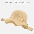 thumbnail image 4 of TIEVOSA Womens Hat Summer Sun Hat Beach Tourism Hat Ruffle Edge Bow Sun Hat（Beige）, 4 of 5