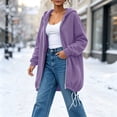 thumbnail image 6 of Thousandth Women's Loose Fit Zip Up Hooded Coat Casual Mid Length Oversized Long Sleeve Sweatshirt Fall Winter Warm Jacket, 6 of 8