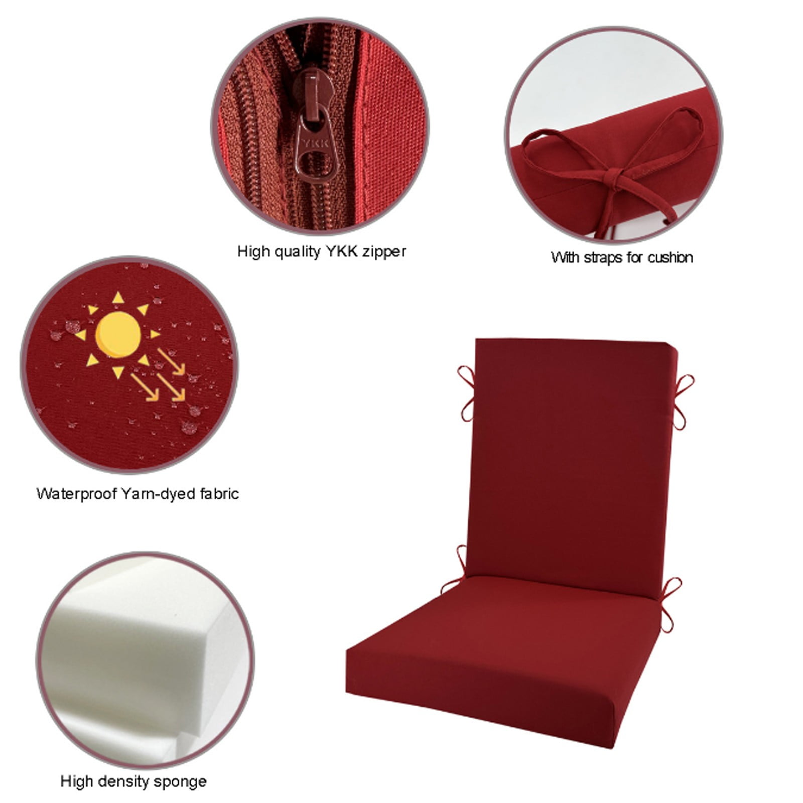 1 Seat Cushion Outdoor Dining Chair Cushions Patio Square Seat Cushions for Metal/Wicker Chairs &