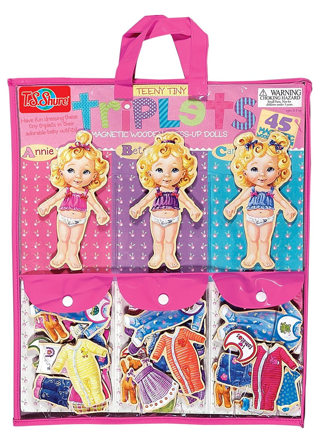 T.S. Shure Teeny Tiny Triplets Wooden DressUp Dolls, Dressup