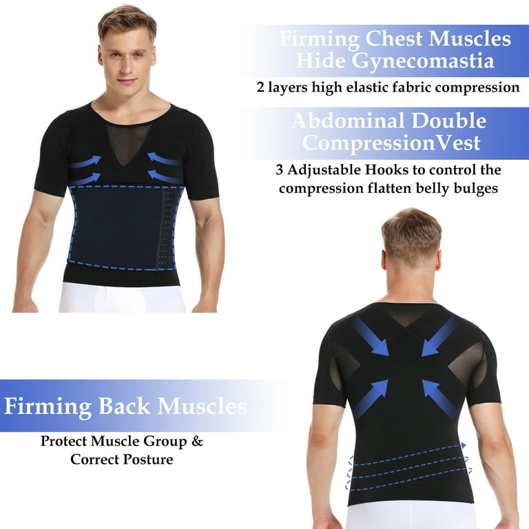 QRIC Men Body Shaper Slimming Vest Tight Tank Top Compression Shirt Tummy  Control Underwear Moobs Binder 