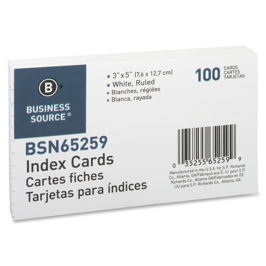 Business Source, BSN65259BX, Ruled White Index Cards, 1000 / Box