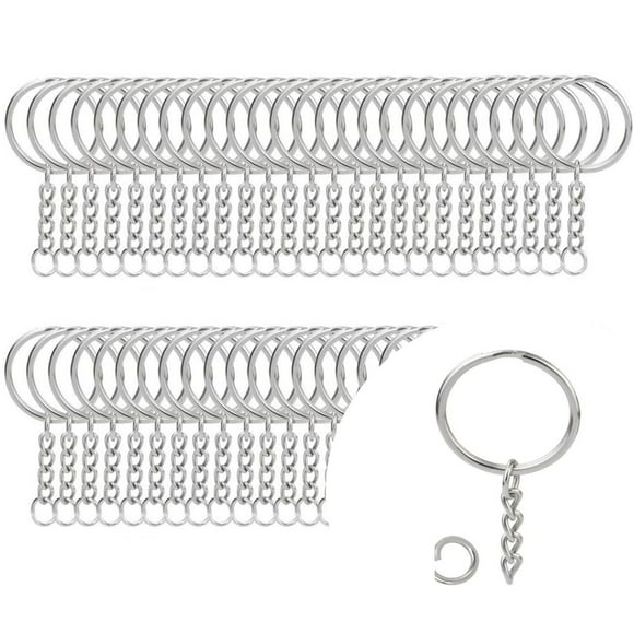 Product Category Craft Stationery | Metal Split Keychain Ring Parts for DIY Projects | 50 Key Chains with 25mm Open Jump Ring and Connector Make Your Own Key Ring