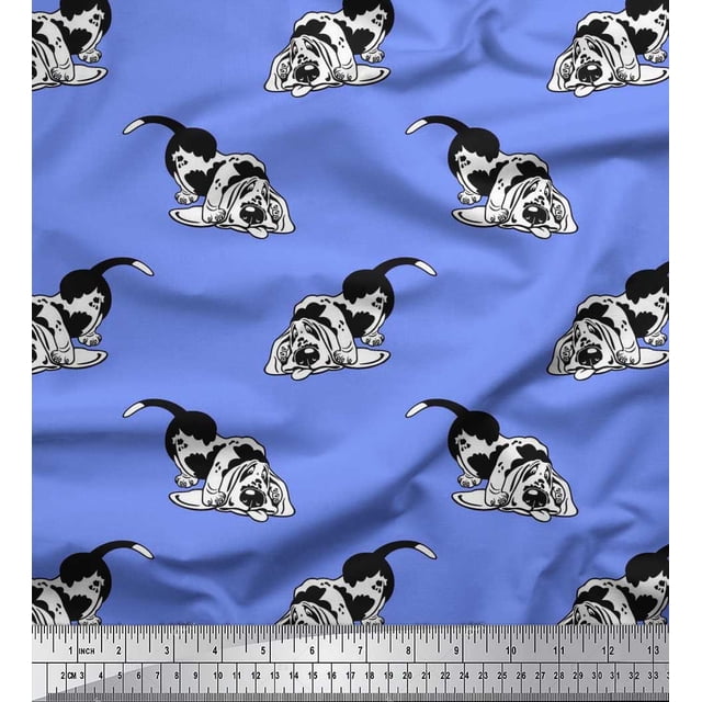 Soimoi Velvet Fabric Basset Hound Dog Fabric Prints by Yard 58 Inch Wide