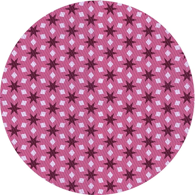 Ahgly Company Tapis Rond Lavable en Machine Intérieur Transitionnel Rouge Framboise, 4 Pieds Rond