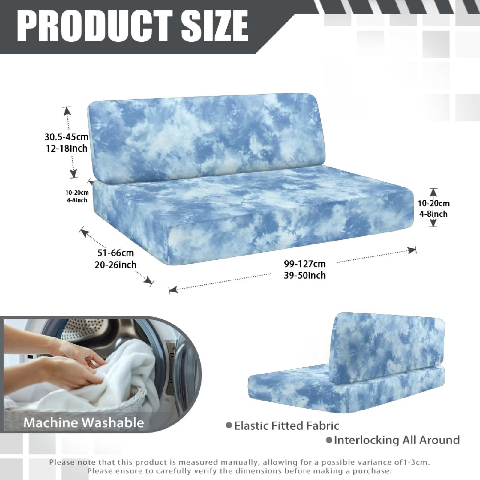 XYZCANDO Blue Sky RV Dinette Cushions Stretchable Camper Accessories Universal Furniture Covers for Sofa and Loveseat Comfortable Sofa Slip Covers for 2 Seat Cushion Couch Slipcovers Blue
