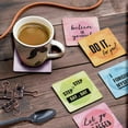 thumbnail image 3 of Inkdotpot Set of 6 Drink Coasters Easy Clean 4-inch SquareCoastersCork Base-Reusable- Quotes, 3 of 8