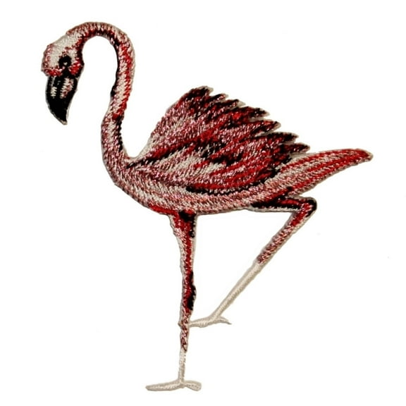 ID 0043 Pink Flamingo Bird Embroidered Iron On Applique Patch