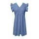 thumbnail image 4 of Vestido informal de color liso para mujer con mangas colgantes de encaje y mini falda - Poliéster, diseño con volantes y cuello en V, apto para mujeres embarazadas, 4 of 4