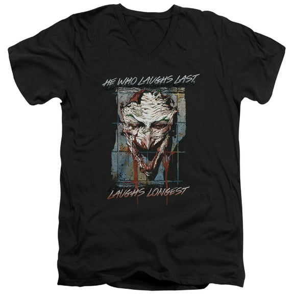 Batman Just For Laughs S/S Adult V-Neck T-Shirt 30/1 T-Shirt Black
