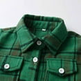 thumbnail image 5 of ZCFZJW Little Kids Toddler Baby Boy Girl Flannel Shirt Jacket Plaid Long Sleeve Lapel Button Down Shacket Fall Winter Warm Coat Outwear A#06-Green 3-6 Months, 5 of 9