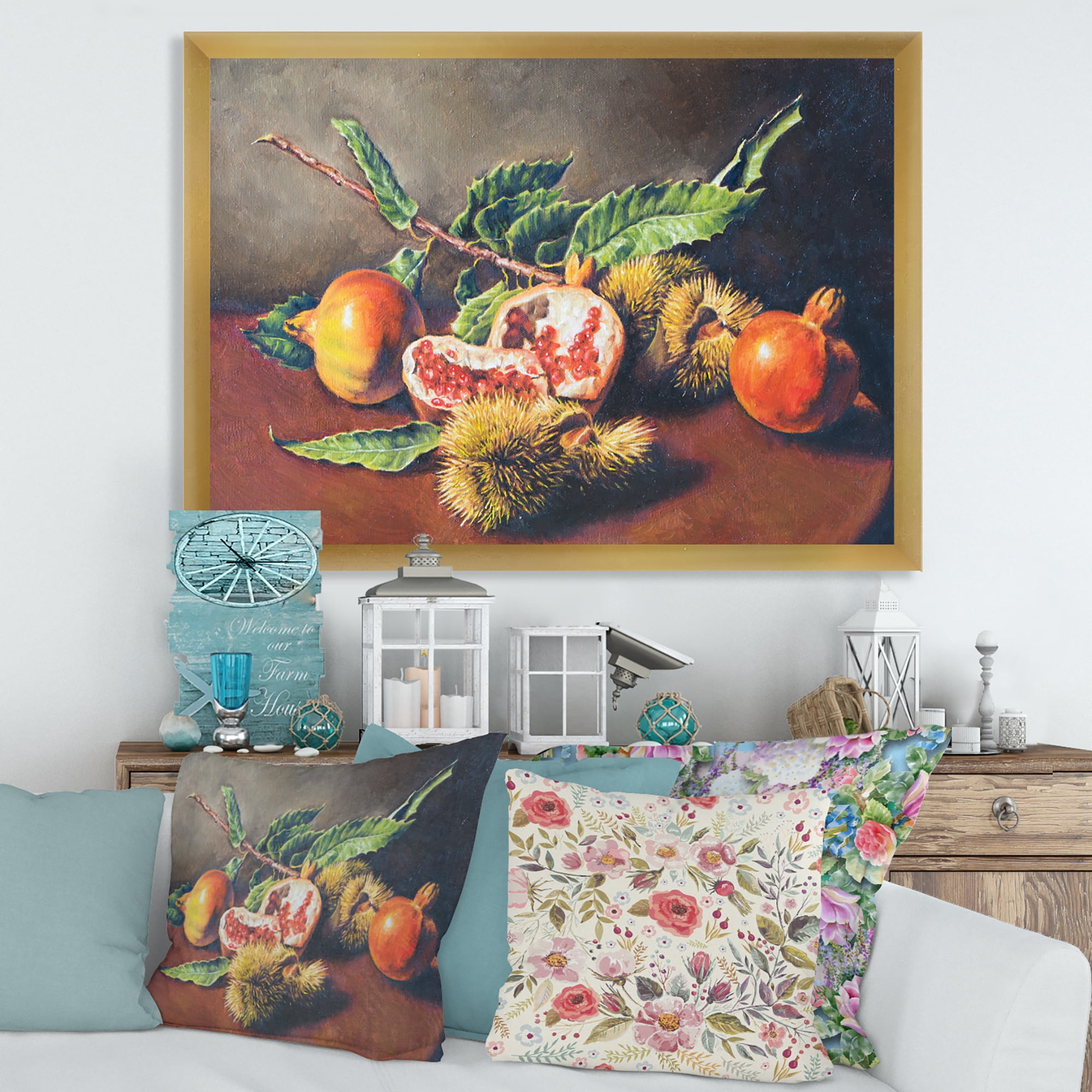 Designart 'Ancient Still Life of Orange Fruits' Traditional Framed Art Print