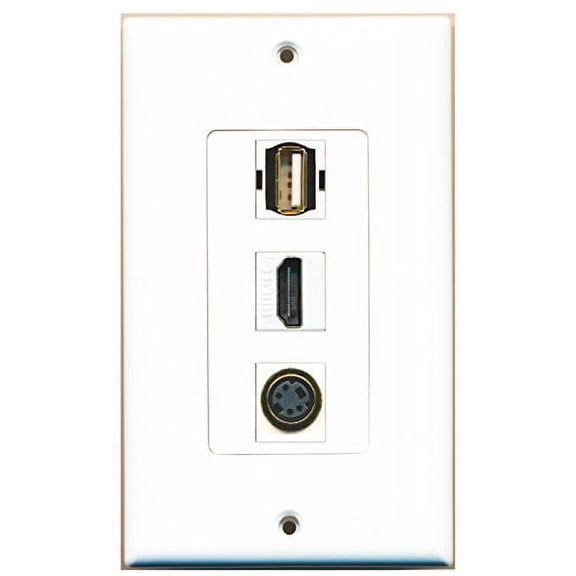 RiteAV - 1 Port HDMI and 1 Port USB A-A and 1 Port S-Video Decorative Wall Plate