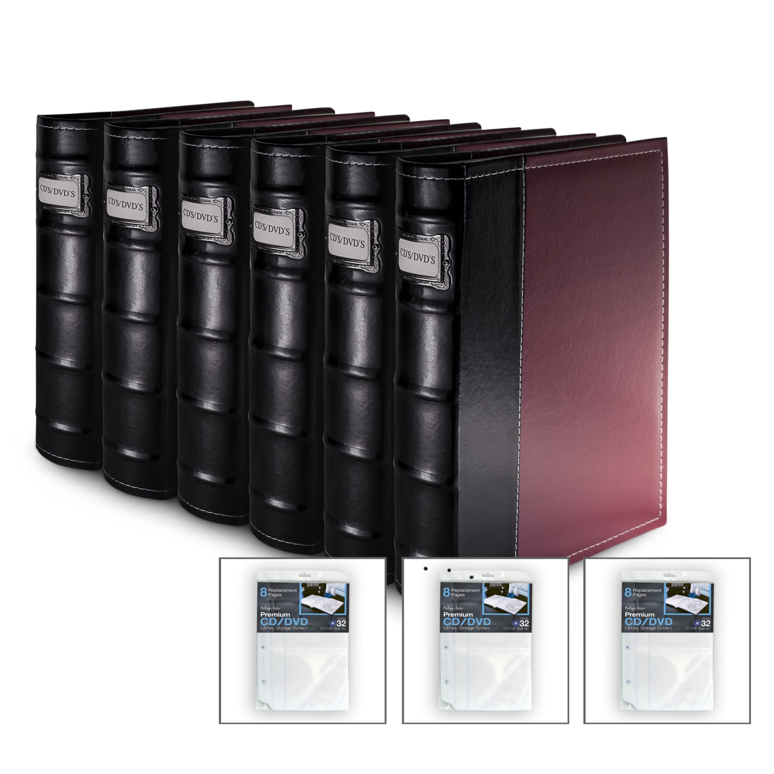 【中古】「非常に良い」Bellagio-Italia DVD Storage Binder - 3 Pack Burgundy Bellagio-Italia CD/DVD Storage Binder - Burgundy - Leather - 384