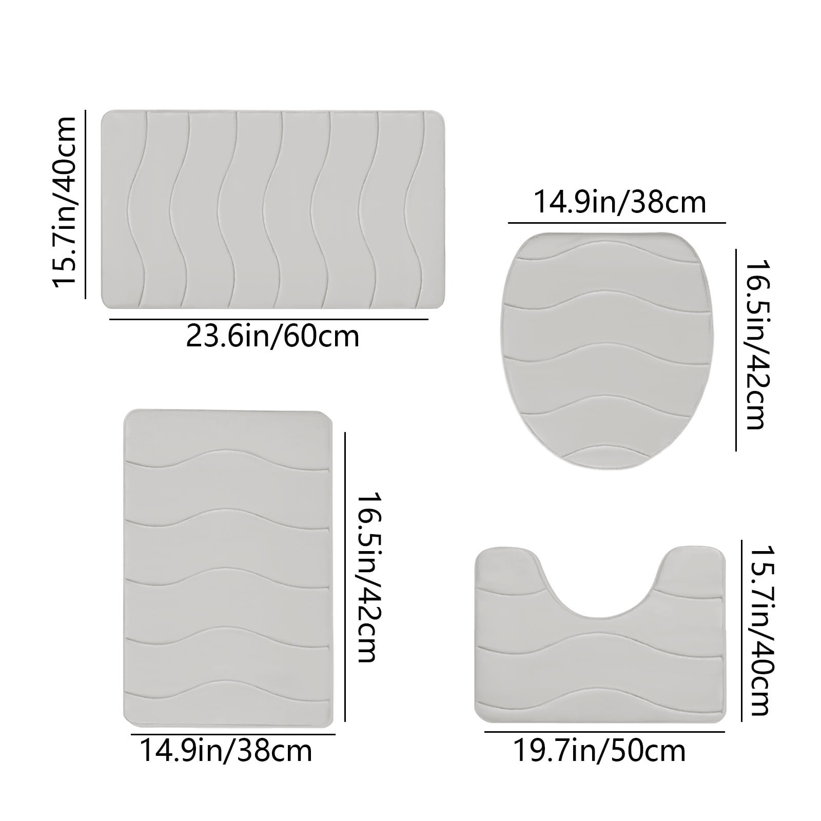 VOTRUDI Bathroom Rugs Clearance,Beige No Slip Memory Foam Bathroom Rugs and Mats Washable Set of 4,Bath Rugs and Mats for Bathroom Floor