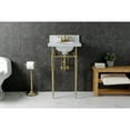 thumbnail image 4 of Kingston Brass KVPB1917M347ST Edwardian 19" Carrara Marble Console Sink with Brass Legs (4-Inch, 3-Hole), Carrara Marble White/Brushed Brass, 4 of 8