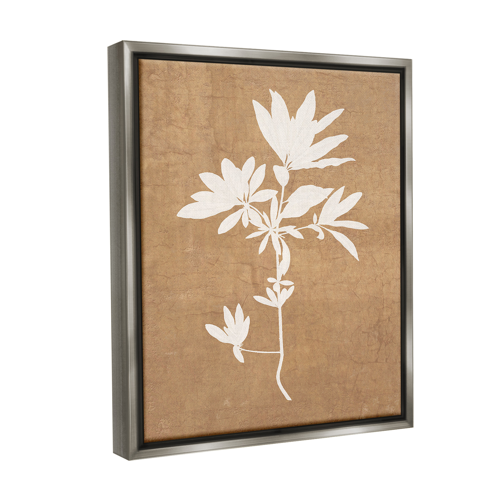 Stupell Industries Rustic Botanical Shape Botanical & Floral Painting Gray Floater Framed Canvas Art Print Wall Art, 25 x 31