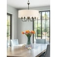 thumbnail image 3 of Kira Home Quinn 22" Traditional 5-Light Chandelier + White Linen Drum Shade, Oil-Rubbed Bronze Finish, 3 of 8