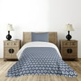thumbnail image 4 of Ambesonne Ikat Quilted Bedspread Set 2 Pcs, Circles Dots, Twin Size, Dark Blue White, 4 of 5