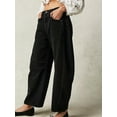 thumbnail image 2 of Women Y2k Baggy Jeans Mid Waist Wide Leg Loose Boyfriend Denim Pants Straight Leg Cropped Barrel Jeans Streetwear, 2 of 5