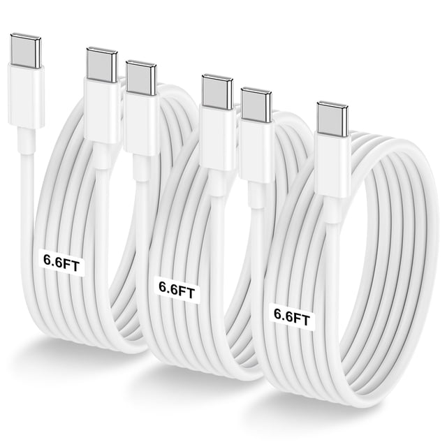 Cable USB C a USB C LOFPYE, paquete de 3 unidades, 2 m 60 W, para iPhone Galaxy