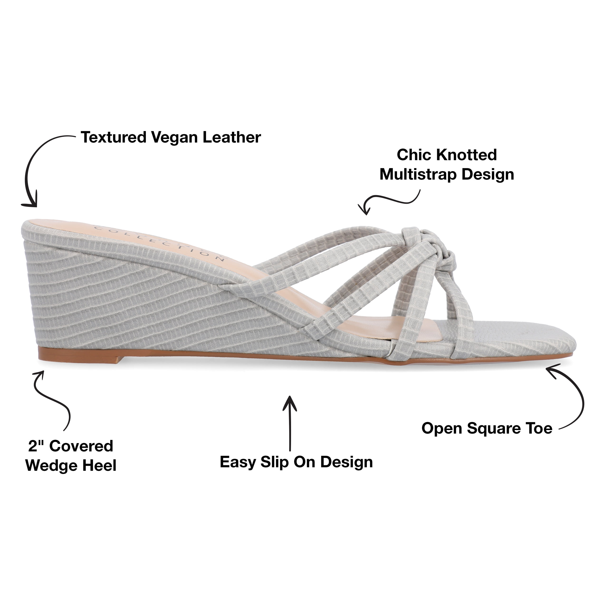 Journee Collection Womens Blayke Multi Strap Slip On Wedge Sandals