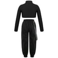 thumbnail image 2 of TTAO Kids Girls Tracksuit Long Sleeve Crop Top with Sweatpants Cargo Pants Set Hip Hop Streetwear Activewear Black 12, 2 of 7
