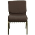 thumbnail image 3 of HERCULES Series 21''W Church Chair in Brown Fabric with Cup Book Rack - Gold Vein Frame, 3 of 9