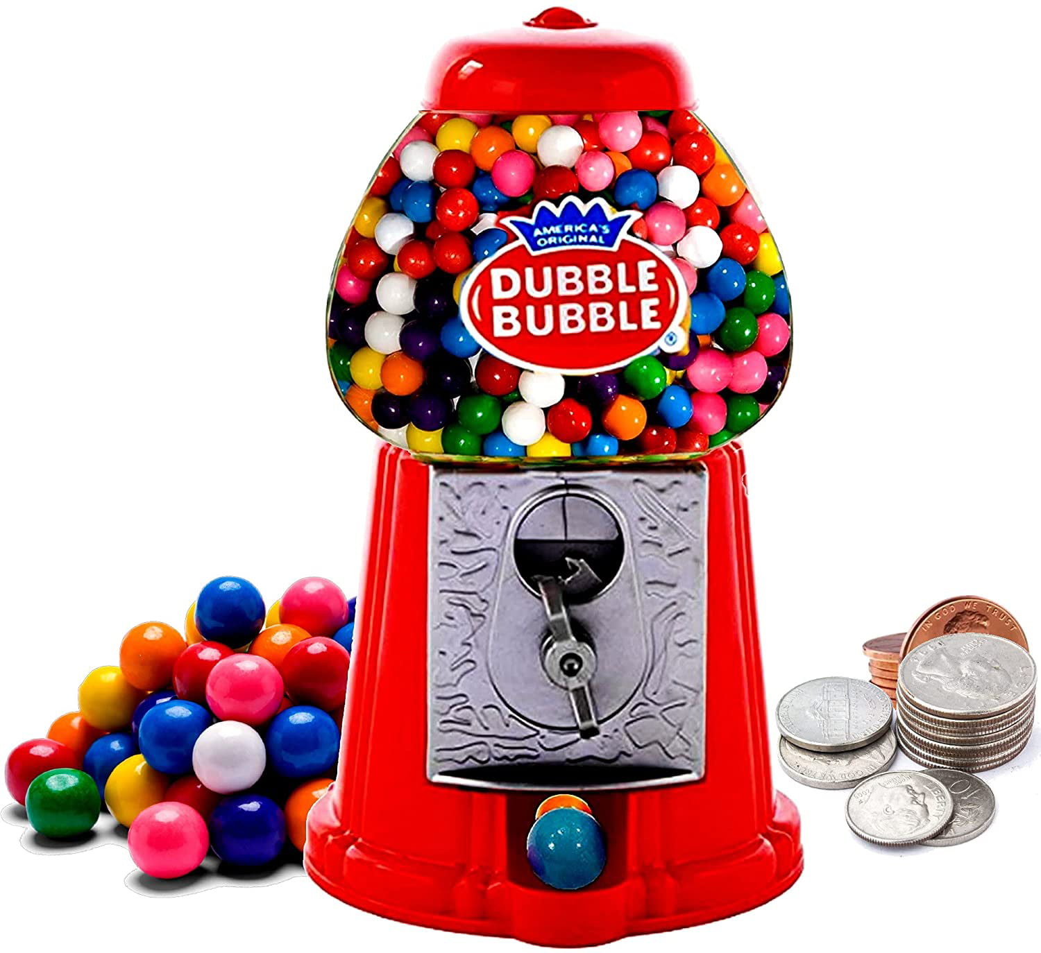 Gumball Machine With Stand Coin Operated Bank Candy Dispenser Vending Vintage 