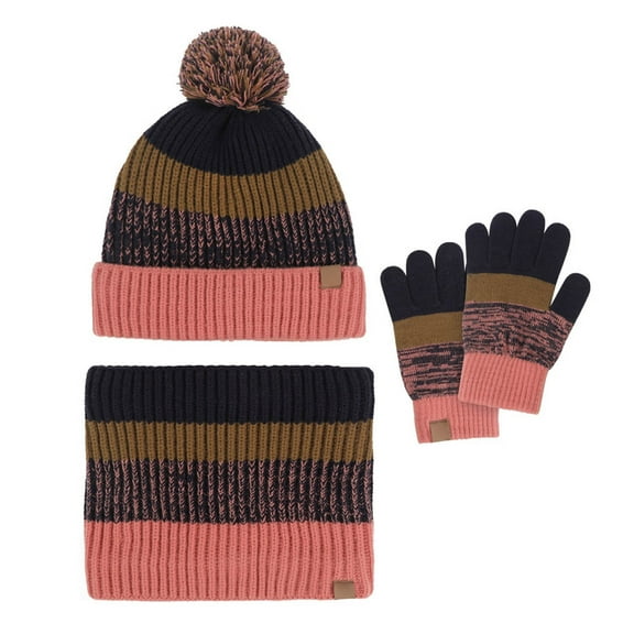 UJNDER Fashionable Children's Hat Scarf and Gloves Set Warm Three Piece Outdoor Gear for Babies Pink