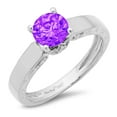 thumbnail image 3 of 1.06 ct Round Cut Natural Amethyst Solitaire with Simulated Diamond Accents 14K White Gold Womens Engagement Ring, 3 of 5