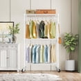 thumbnail image 3 of VIPEK R2 Clothes Rack Heavy Duty Clothing Rack for Hanging Clothes, Rolling Garment Rack Adjustable Closet Racks with Double Rods & Hooks, Freestanding Wardrobe Closet Coat Storage Racks, White, 3 of 10