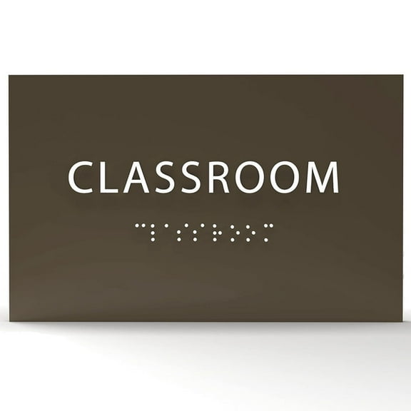 ADA CENTRAL SIGNS - 6" X4" Classroom Sign - ADA Compliant Tactile Graphics Grade 2 Braille Text Acrylic Wall Sign | Modern Utility Room Name Sign for School, college, University, and Training Areas