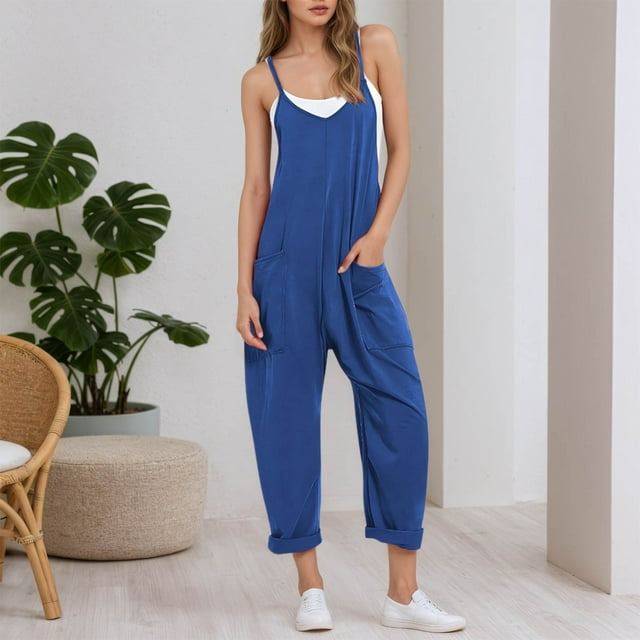 European Plus Size Women's Strappy Jumpsuits for Daily Wear - Independent Station