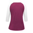 thumbnail image 4 of Holzkary 3/4 Sleeve Tops for Women Workout Jersey Shirts Baseball Style Raglan Tshirts Casual Color Block Tees Comfy Steetwear Women's 3/4 Shoulder Sleeve Color Blocked T Shirt Top Dark Purple Xxl, 4 of 5
