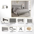 thumbnail image 6 of Castle Place Nailhead Trim Tufted Linen Upholstered Wingback King Bed, Light Grey, 6 of 11