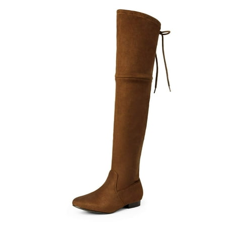 

Women‘s Fashion Faux Suede Over The Knee Thigh High Flat Boots PAULINE BLACK Size 5.5