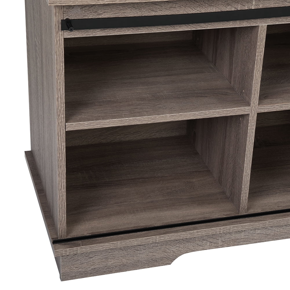 Kadyn Modern Farmhouse Sliding Slat Door Storage Cabinet, Barn Door Tv Stand for Tvs Up to 50", Farmhouse Entertainment Center for Living Room, Rustic Wood