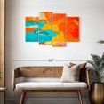 thumbnail image 3 of Elephant Stock Orange And Blue Abstract Wall Art - Horizontal Multi Panel Canvas - Lobby Wall Decor - Abstract Multi Panel - Orange And Turquoise Decor - 43" x 27", 3 of 8