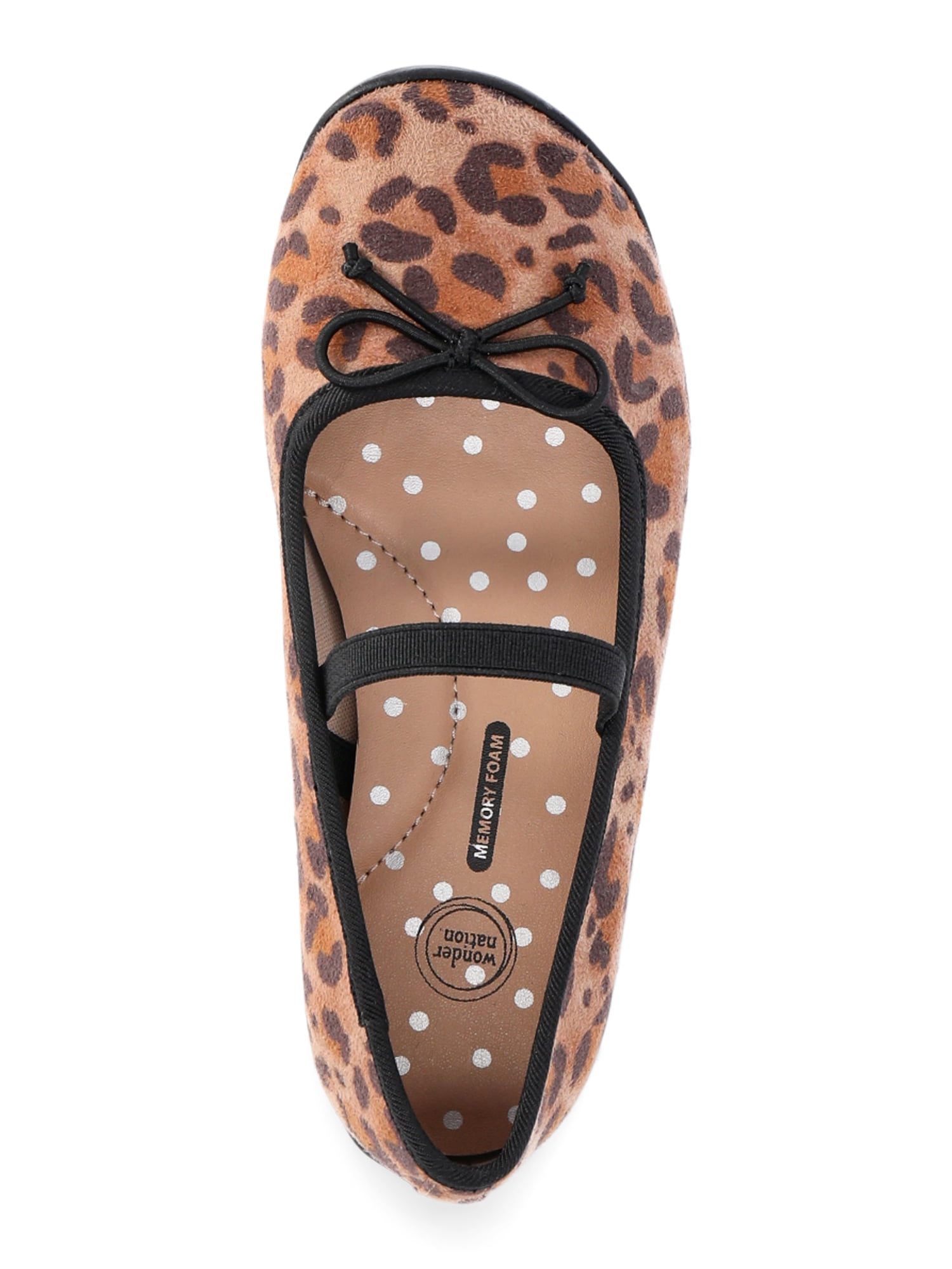Wonder Nation Toddler Girls Leopard Bow Ballet Flat Shoes