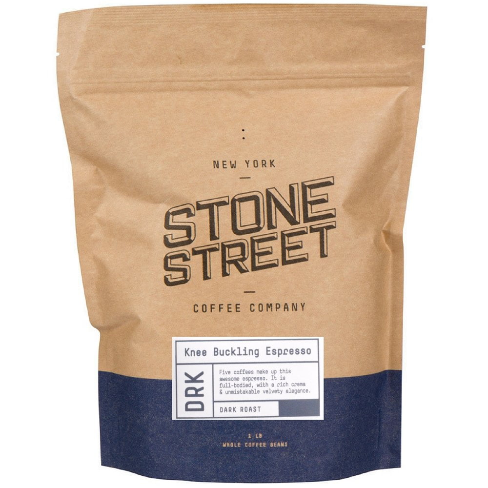 Stone Street Coffee High Caffeine Knee Buckling Espresso, Whole Bean Coffee, Medium Dark Roast, 16 oz