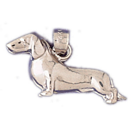 14K Yellow Gold Dachshund Pendant - 14 mm