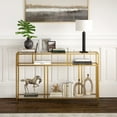 thumbnail image 6 of Evelyn&Zoe Cortland 48" Wide Rectangular Console Table with Glass Shelves, Brass, 6 of 7