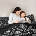 thumbnail image 4 of Erosebridal Bohemian Black Paisley Full Size Comforter Sets, Hippie Elephant Bedding Sets, Black Reversible 3pcs, 1 Comforter and 2 Pillowcases, 4 of 6