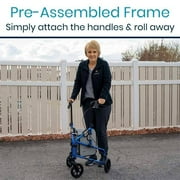 Vive 3 Wheel Walker Rollator for Senioirs - Lightweight Foldable Walking Transport, Weight Capacity 250lbs, Blue