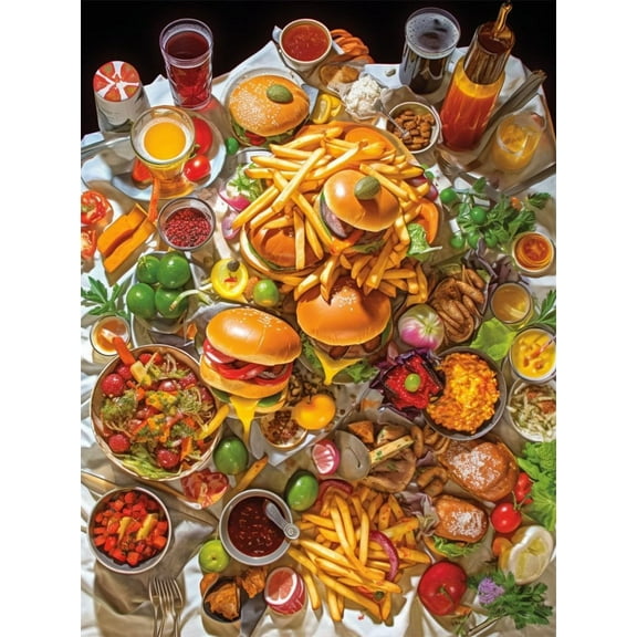 Puzzles for Adults and Family 300 Pieces Jigsaw Puzzles Food Burger Tray Formation Wooden Modern Home Decor Wall Art Unique Gift 14.9'' x 10.2''
