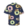 thumbnail image 3 of Balery Sloth with Donuts Print Men's Hawaiian Shirts Short Sleeve Beach Shirt Relaxed Fit Vacation Button Down Shirts-3X-Large, 3 of 9
