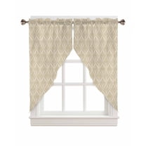 Swag Curtains, Retro Beige Floral Modern Abstract Geometric Rod Pocket Kitchen Curtains Valances Tier Curtains Swag Valance Curtains for Bedroom Living Room 28" x 36", 2 Panels