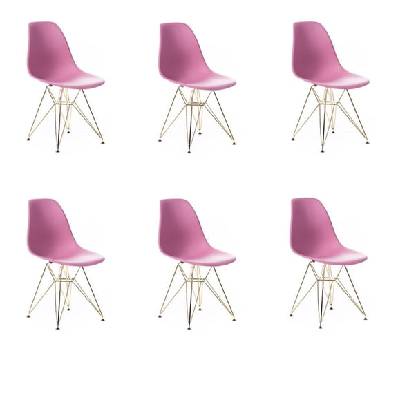 Eiffel Dining Chair with Gold Base - Pink