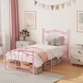 thumbnail image 2 of Yeshouse Camas individuales para niños, estructura de metal con cabecero y pie de cama, plataforma de metal tamaño individual, soporte de láminas de alta resistencia, sin necesidad de somier, 2 of 8